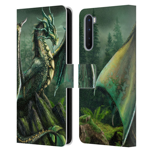 Sarah Richter Fantasy Creatures Green Nature Dragon Leather Book Wallet Case Cover For OnePlus Nord 5G