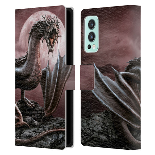 Sarah Richter Fantasy Creatures Black Dragon Roaring Leather Book Wallet Case Cover For OnePlus Nord 2 5G