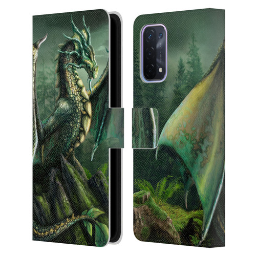 Sarah Richter Fantasy Creatures Green Nature Dragon Leather Book Wallet Case Cover For OPPO A54 5G