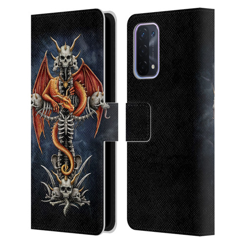 Sarah Richter Fantasy Creatures Red Dragon Guarding Bone Cross Leather Book Wallet Case Cover For OPPO A54 5G