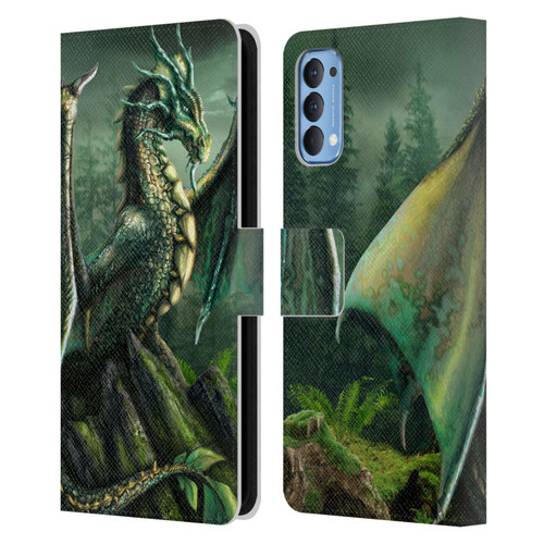 Sarah Richter Fantasy Creatures Green Nature Dragon Leather Book Wallet Case Cover For OPPO Reno 4 5G