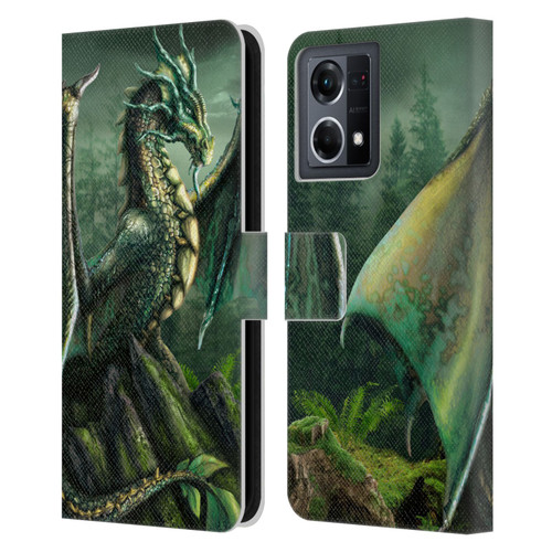 Sarah Richter Fantasy Creatures Green Nature Dragon Leather Book Wallet Case Cover For OPPO Reno8 4G