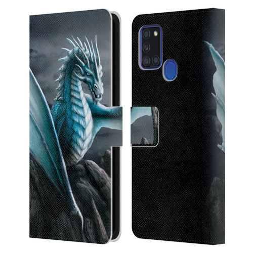 Sarah Richter Fantasy Creatures Blue Water Dragon Leather Book Wallet Case Cover For Samsung Galaxy A21s (2020)