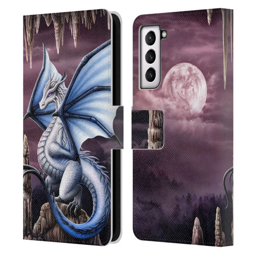 Sarah Richter Fantasy Creatures Blue Dragon Leather Book Wallet Case Cover For Samsung Galaxy S21 5G