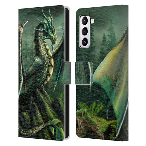 Sarah Richter Fantasy Creatures Green Nature Dragon Leather Book Wallet Case Cover For Samsung Galaxy S21+ 5G