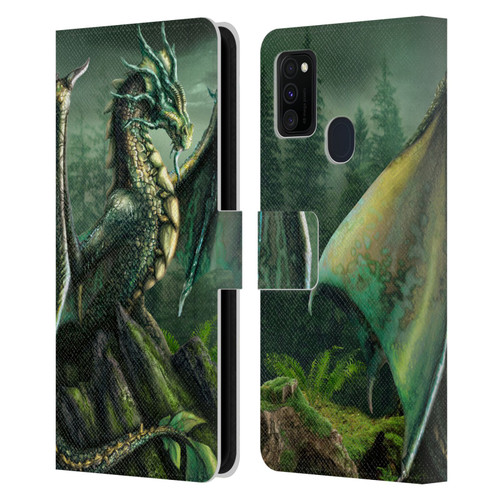 Sarah Richter Fantasy Creatures Green Nature Dragon Leather Book Wallet Case Cover For Samsung Galaxy M30s (2019)/M21 (2020)