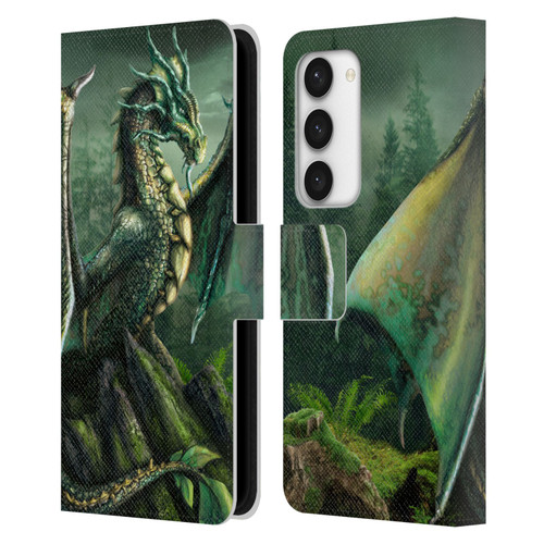 Sarah Richter Fantasy Creatures Green Nature Dragon Leather Book Wallet Case Cover For Samsung Galaxy S23 5G