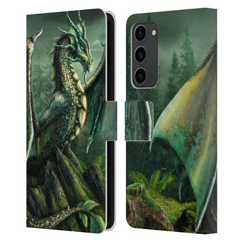 Sarah Richter Fantasy Creatures Green Nature Dragon Leather Book Wallet Case Cover For Samsung Galaxy S23+ 5G