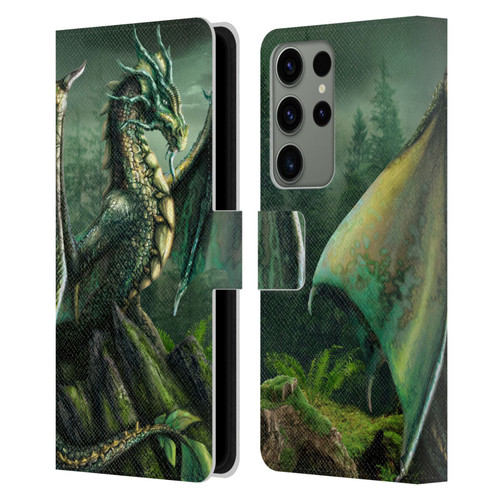 Sarah Richter Fantasy Creatures Green Nature Dragon Leather Book Wallet Case Cover For Samsung Galaxy S23 Ultra 5G