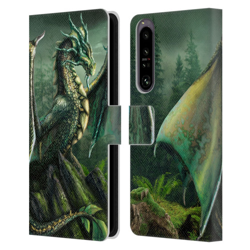 Sarah Richter Fantasy Creatures Green Nature Dragon Leather Book Wallet Case Cover For Sony Xperia 1 IV