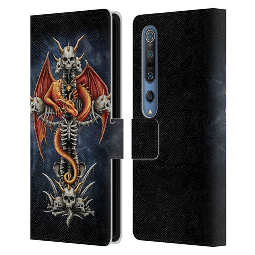 Sarah Richter Fantasy Creatures Red Dragon Guarding Bone Cross Leather Book Wallet Case Cover For Xiaomi Mi 10 5G / Mi 10 Pro 5G