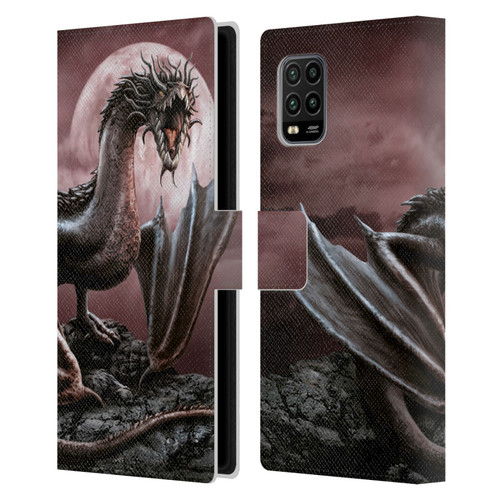 Sarah Richter Fantasy Creatures Black Dragon Roaring Leather Book Wallet Case Cover For Xiaomi Mi 10 Lite 5G