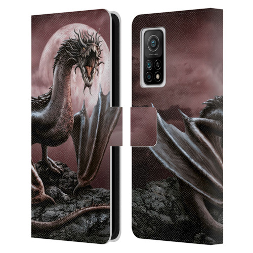 Sarah Richter Fantasy Creatures Black Dragon Roaring Leather Book Wallet Case Cover For Xiaomi Mi 10T 5G