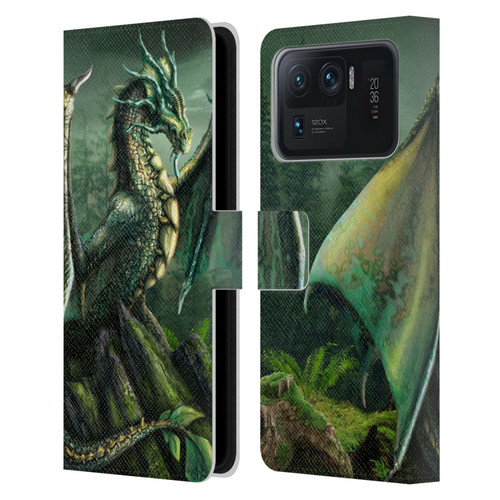 Sarah Richter Fantasy Creatures Green Nature Dragon Leather Book Wallet Case Cover For Xiaomi Mi 11 Ultra