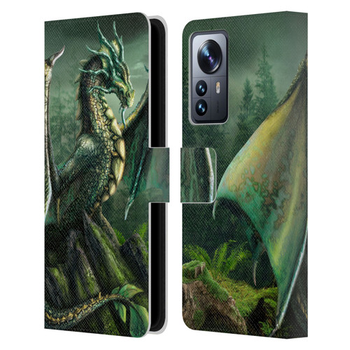 Sarah Richter Fantasy Creatures Green Nature Dragon Leather Book Wallet Case Cover For Xiaomi 12 Pro