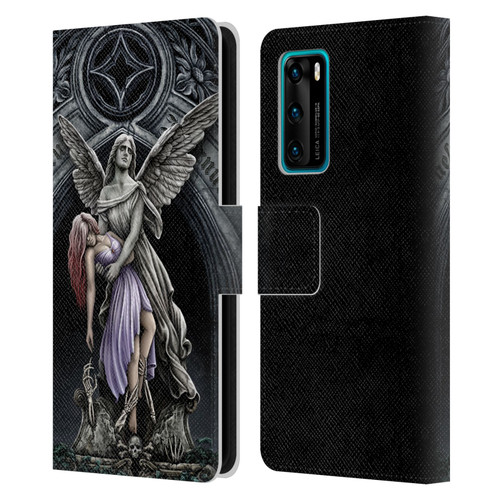 Sarah Richter Gothic Stone Angel With Skull Leather Book Wallet Case Cover For Huawei P40 5G