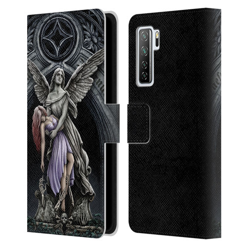 Sarah Richter Gothic Stone Angel With Skull Leather Book Wallet Case Cover For Huawei Nova 7 SE/P40 Lite 5G