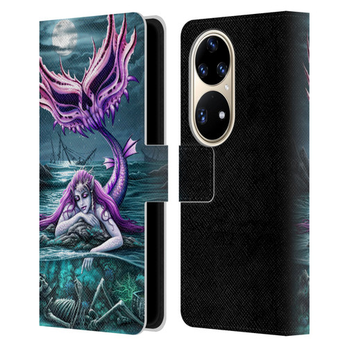 Sarah Richter Gothic Mermaid With Skeleton Pirate Leather Book Wallet Case Cover For Huawei P50 Pro