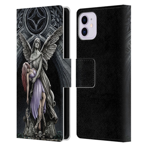 Sarah Richter Gothic Stone Angel With Skull Leather Book Wallet Case Cover For Apple iPhone 11