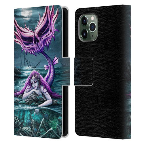 Sarah Richter Gothic Mermaid With Skeleton Pirate Leather Book Wallet Case Cover For Apple iPhone 11 Pro