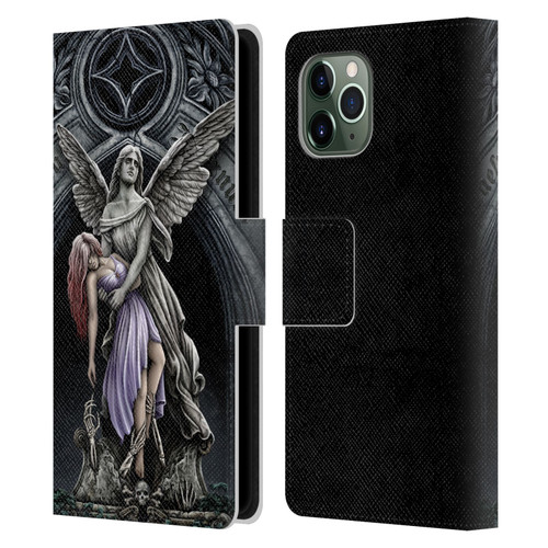 Sarah Richter Gothic Stone Angel With Skull Leather Book Wallet Case Cover For Apple iPhone 11 Pro