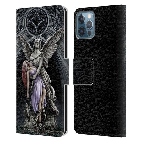 Sarah Richter Gothic Stone Angel With Skull Leather Book Wallet Case Cover For Apple iPhone 12 / iPhone 12 Pro