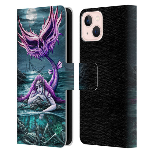 Sarah Richter Gothic Mermaid With Skeleton Pirate Leather Book Wallet Case Cover For Apple iPhone 13