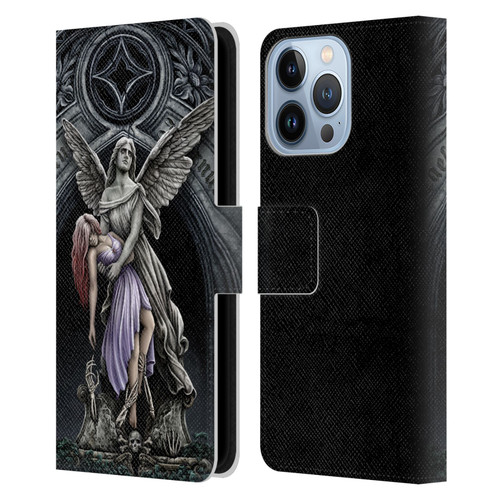Sarah Richter Gothic Stone Angel With Skull Leather Book Wallet Case Cover For Apple iPhone 13 Pro