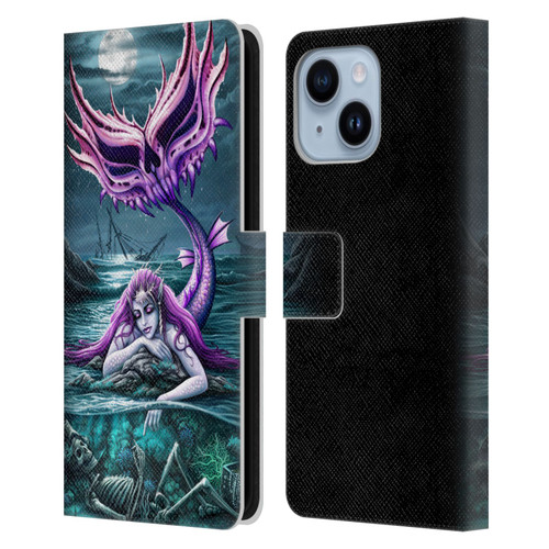 Sarah Richter Gothic Mermaid With Skeleton Pirate Leather Book Wallet Case Cover For Apple iPhone 14 Plus