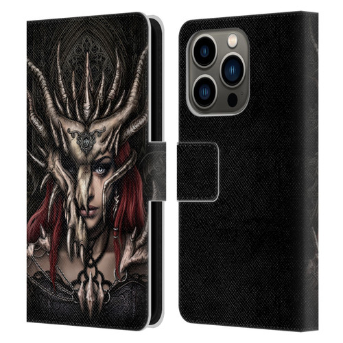 Sarah Richter Gothic Warrior Girl Leather Book Wallet Case Cover For Apple iPhone 14 Pro