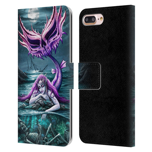 Sarah Richter Gothic Mermaid With Skeleton Pirate Leather Book Wallet Case Cover For Apple iPhone 7 Plus / iPhone 8 Plus