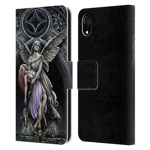 Sarah Richter Gothic Stone Angel With Skull Leather Book Wallet Case Cover For Apple iPhone XR