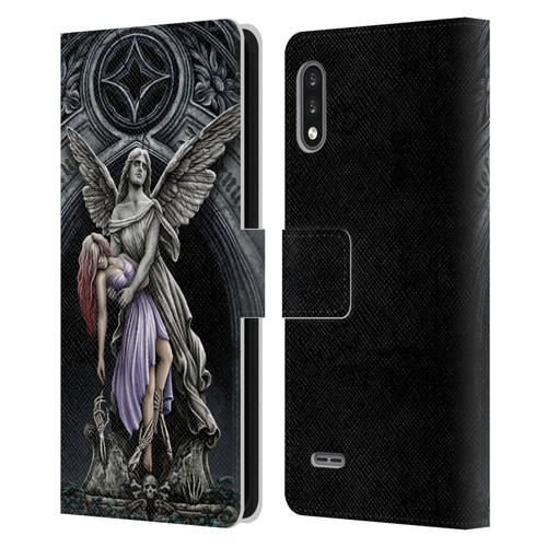 Sarah Richter Gothic Stone Angel With Skull Leather Book Wallet Case Cover For LG K22