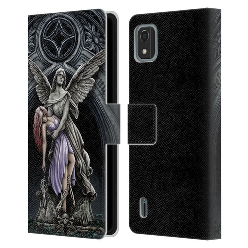 Sarah Richter Gothic Stone Angel With Skull Leather Book Wallet Case Cover For Nokia C2 2nd Edition