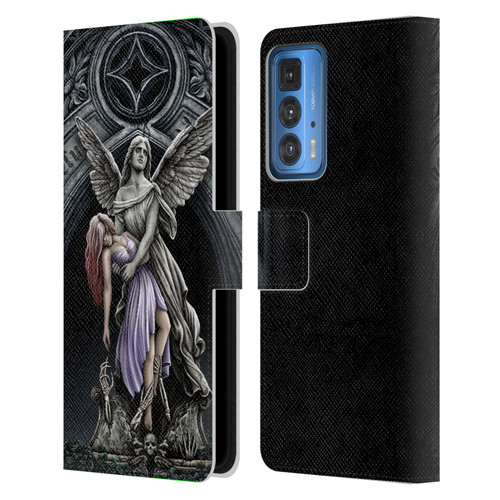 Sarah Richter Gothic Stone Angel With Skull Leather Book Wallet Case Cover For Motorola Edge (2022)