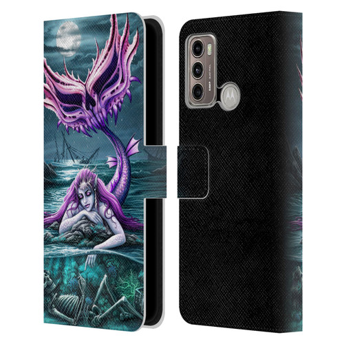Sarah Richter Gothic Mermaid With Skeleton Pirate Leather Book Wallet Case Cover For Motorola Moto G60 / Moto G40 Fusion