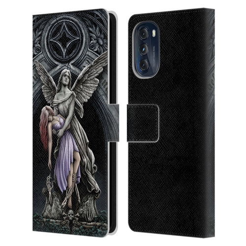 Sarah Richter Gothic Stone Angel With Skull Leather Book Wallet Case Cover For Motorola Moto G (2022)