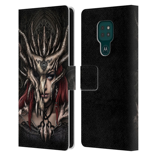 Sarah Richter Gothic Warrior Girl Leather Book Wallet Case Cover For Motorola Moto G9 Play