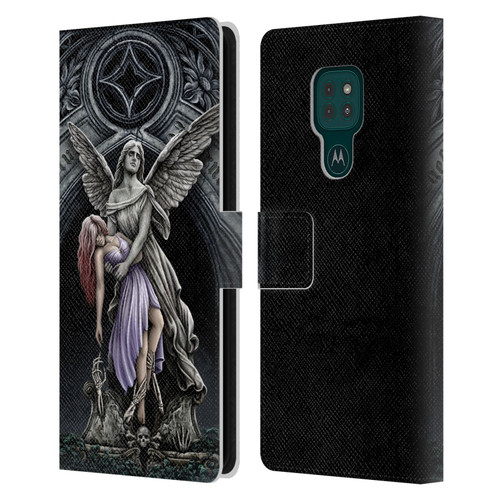Sarah Richter Gothic Stone Angel With Skull Leather Book Wallet Case Cover For Motorola Moto G9 Play