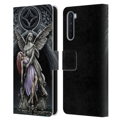 Sarah Richter Gothic Stone Angel With Skull Leather Book Wallet Case Cover For OnePlus Nord 5G