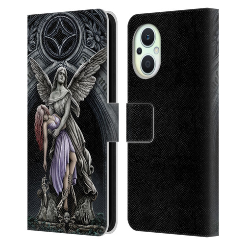 Sarah Richter Gothic Stone Angel With Skull Leather Book Wallet Case Cover For OPPO Reno8 Lite