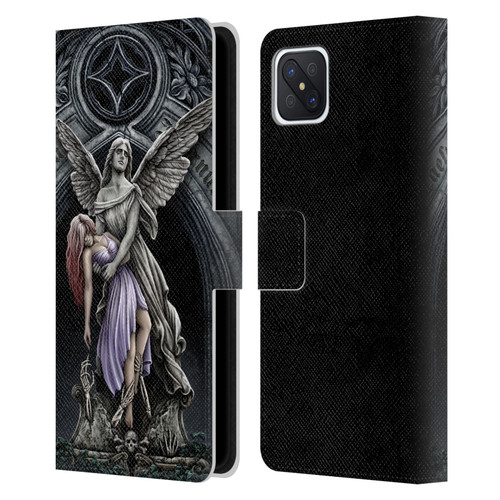 Sarah Richter Gothic Stone Angel With Skull Leather Book Wallet Case Cover For OPPO Reno4 Z 5G