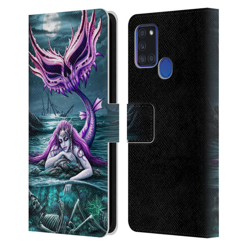 Sarah Richter Gothic Mermaid With Skeleton Pirate Leather Book Wallet Case Cover For Samsung Galaxy A21s (2020)
