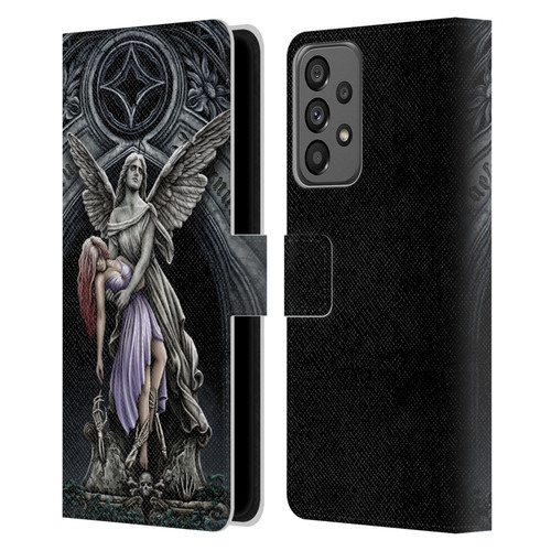 Sarah Richter Gothic Stone Angel With Skull Leather Book Wallet Case Cover For Samsung Galaxy A73 5G (2022)