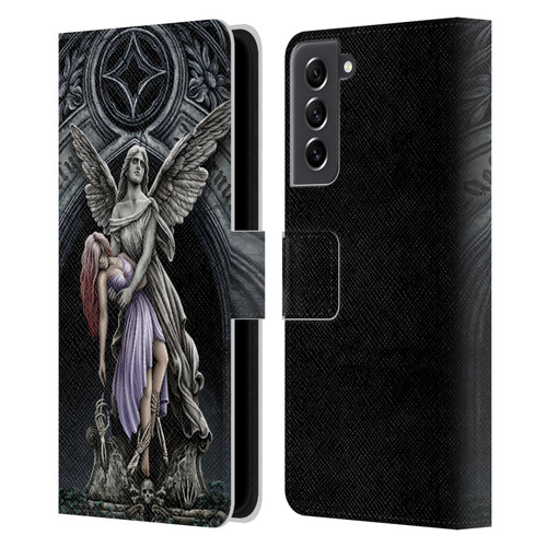 Sarah Richter Gothic Stone Angel With Skull Leather Book Wallet Case Cover For Samsung Galaxy S21 FE 5G