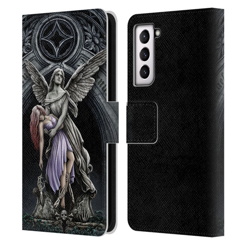 Sarah Richter Gothic Stone Angel With Skull Leather Book Wallet Case Cover For Samsung Galaxy S21 5G