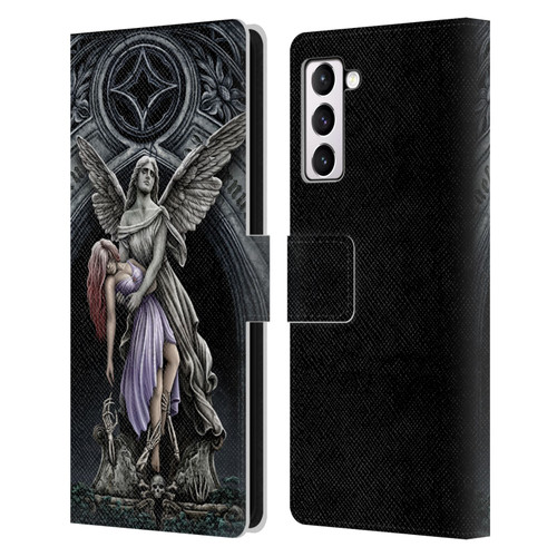Sarah Richter Gothic Stone Angel With Skull Leather Book Wallet Case Cover For Samsung Galaxy S21+ 5G