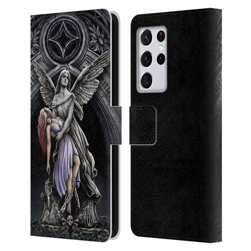 Sarah Richter Gothic Stone Angel With Skull Leather Book Wallet Case Cover For Samsung Galaxy S21 Ultra 5G