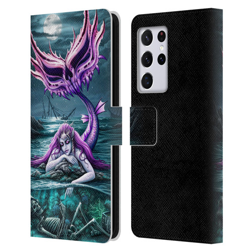 Sarah Richter Gothic Mermaid With Skeleton Pirate Leather Book Wallet Case Cover For Samsung Galaxy S21 Ultra 5G