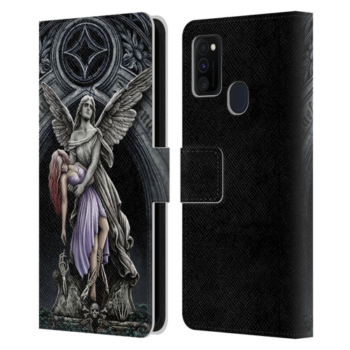 Sarah Richter Gothic Stone Angel With Skull Leather Book Wallet Case Cover For Samsung Galaxy M30s (2019)/M21 (2020)